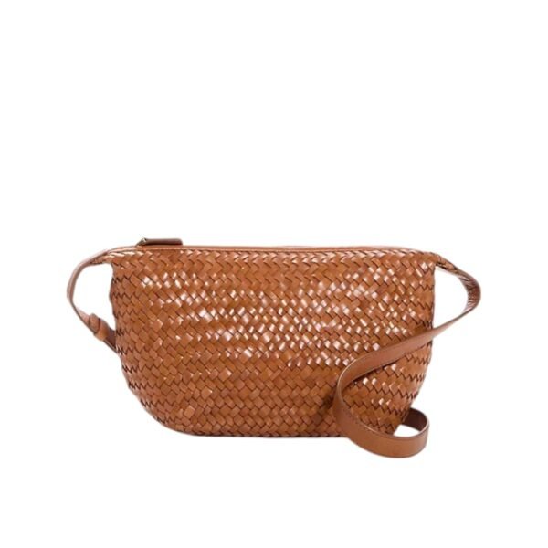 Costeo Brown Woven Leather Cross Body Bags